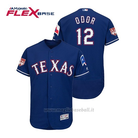 Maglia Baseball Uomo Texas Rangers Rougned Odor Flex Base Entrenamiento De Primavera 2019 Blu